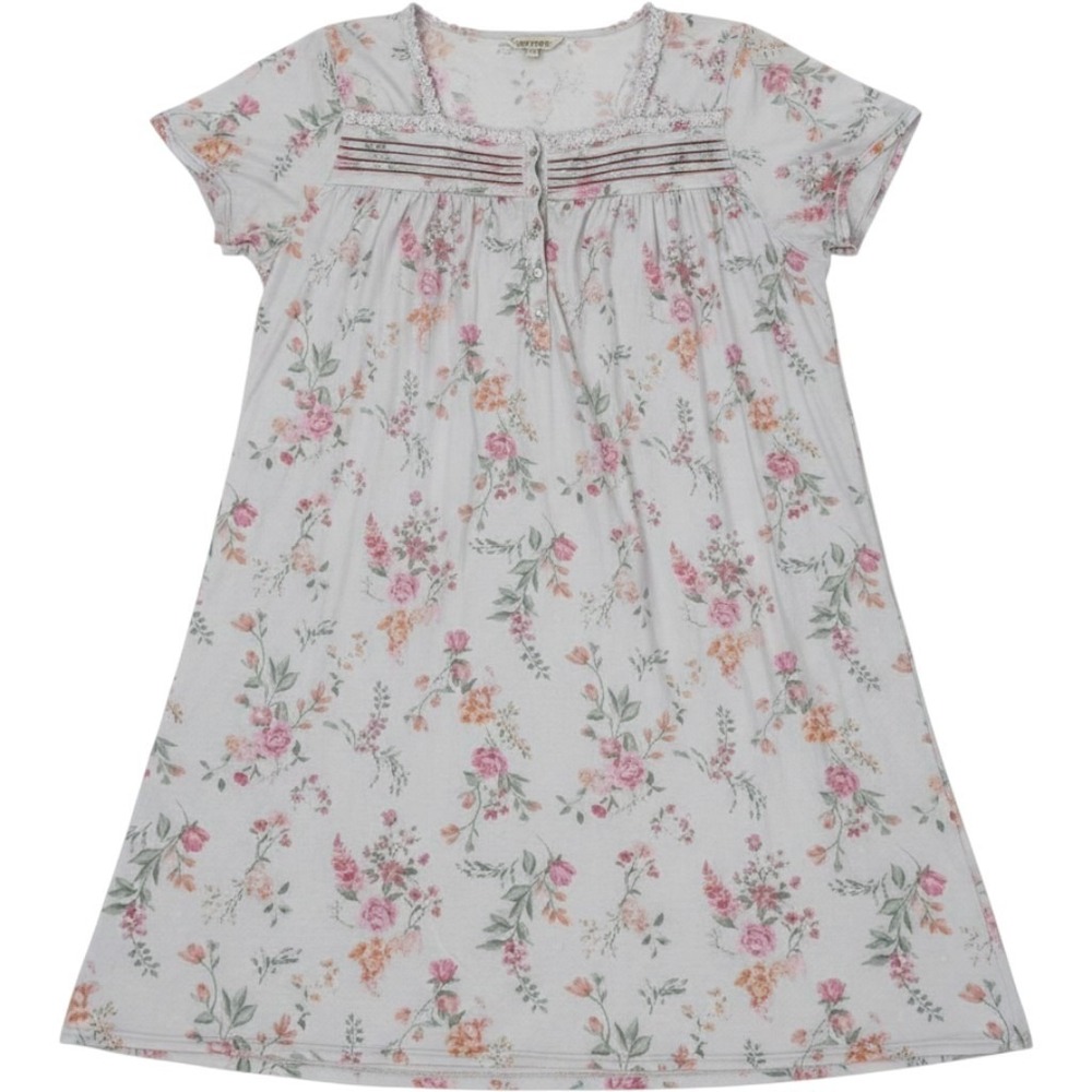 Laura Ashley Sleep Gown Womens 2X Multicolor Floral Short Sleeve Jersey Chemise